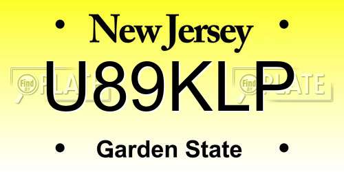 U89KLP New Jersey License Plate