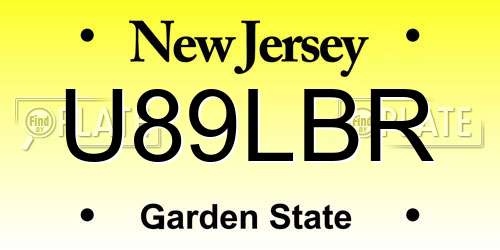 U89LBR New Jersey License Plate