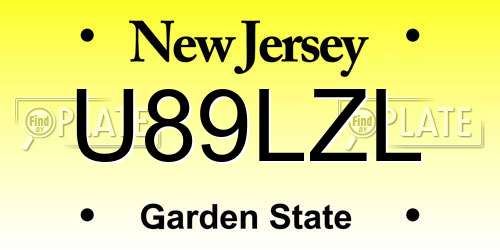 U89LZL New Jersey License Plate