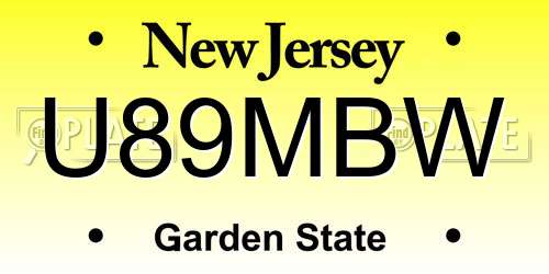 U89MBW New Jersey License Plate