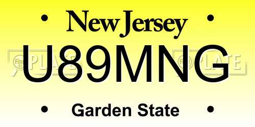 U89MNG New Jersey License Plate