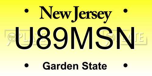 U89MSN New Jersey License Plate