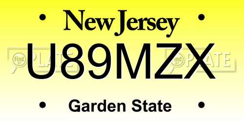 U89MZX New Jersey License Plate