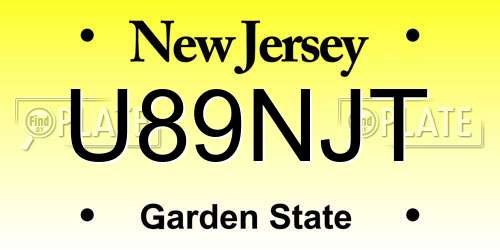 U89NJT New Jersey License Plate