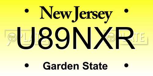 U89NXR New Jersey License Plate