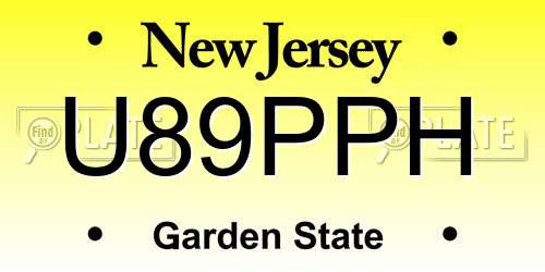 U89PPH New Jersey License Plate