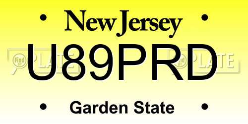 U89PRD New Jersey License Plate