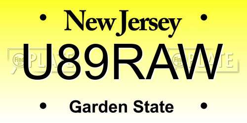 U89RAW New Jersey License Plate