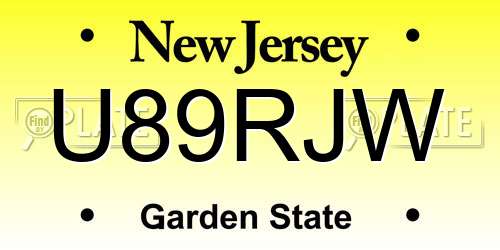 U89RJW New Jersey License Plate