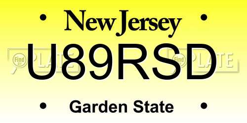 U89RSD New Jersey License Plate