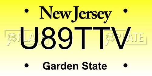 U89TTV New Jersey License Plate