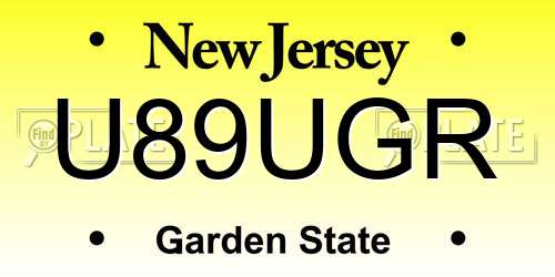 U89UGR New Jersey License Plate