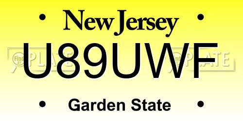 U89UWF New Jersey License Plate