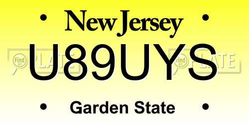 U89UYS New Jersey License Plate