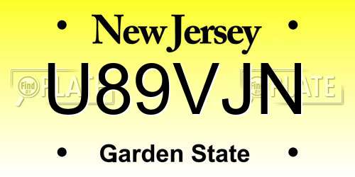U89VJN New Jersey License Plate