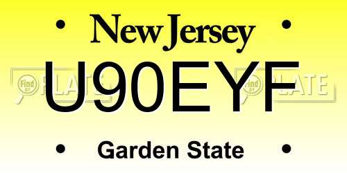 U90EYF New Jersey License Plate