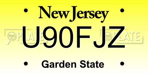U90FJZ New Jersey License Plate