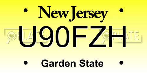 U90FZH New Jersey License Plate