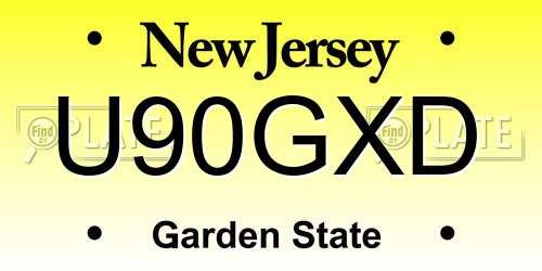 U90GXD New Jersey License Plate