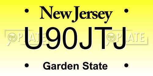 U90JTJ New Jersey License Plate