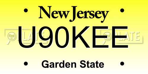 U90KEE New Jersey License Plate