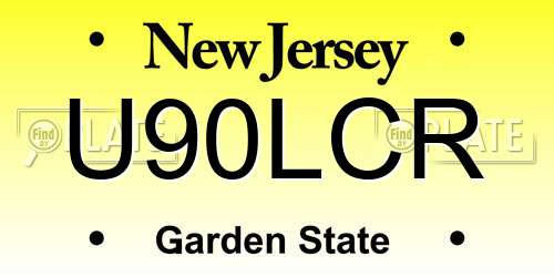 U90LCR New Jersey License Plate