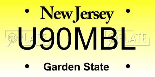 U90MBL New Jersey License Plate