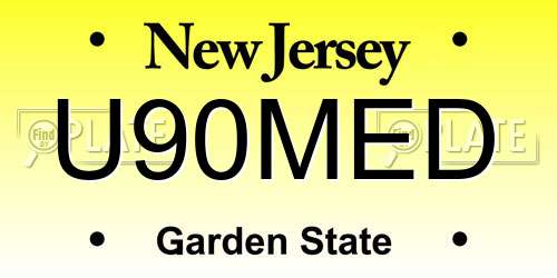 U90MED New Jersey License Plate