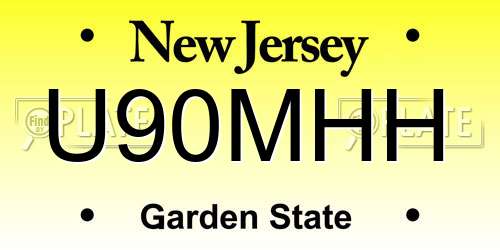 U90MHH New Jersey License Plate