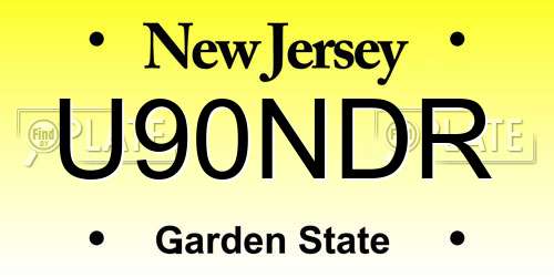 U90NDR New Jersey License Plate