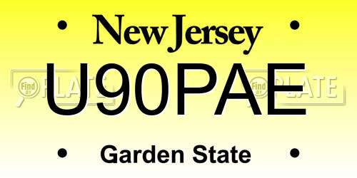 U90PAE New Jersey License Plate