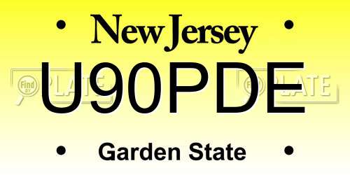 U90PDE New Jersey License Plate
