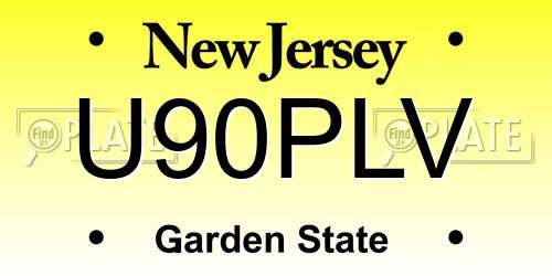 U90PLV New Jersey License Plate