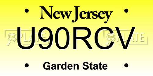 U90RCV New Jersey License Plate