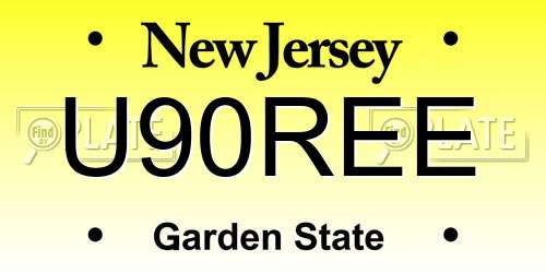 U90REE New Jersey License Plate