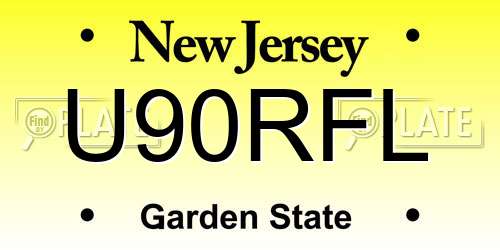 U90RFL New Jersey License Plate