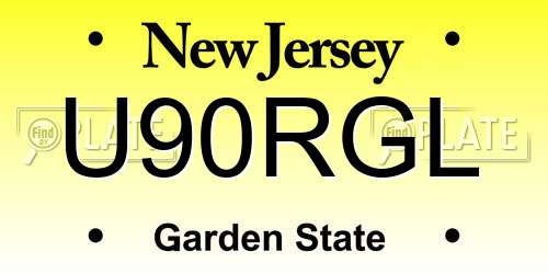 U90RGL New Jersey License Plate