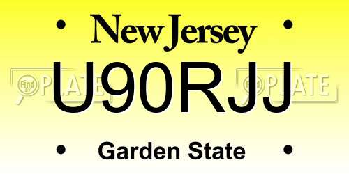 U90RJJ New Jersey License Plate