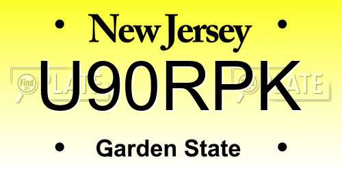 U90RPK New Jersey License Plate