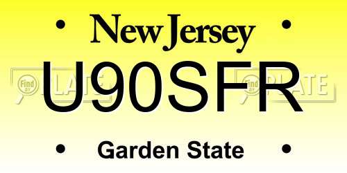 U90SFR New Jersey License Plate