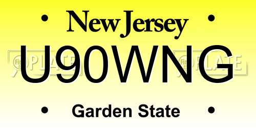 U90WNG New Jersey License Plate