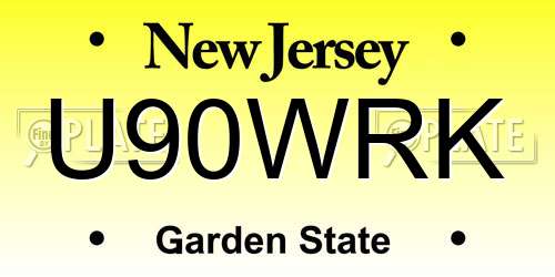 U90WRK New Jersey License Plate