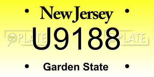 U9188 New Jersey License Plate