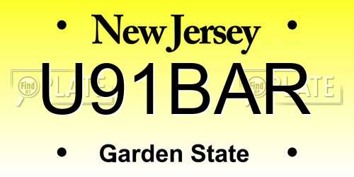 U91BAR New Jersey License Plate