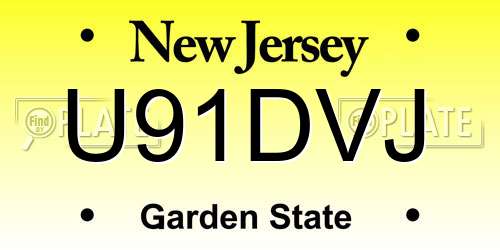 U91DVJ New Jersey License Plate