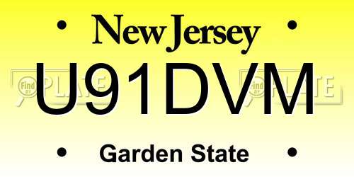 U91DVM New Jersey License Plate