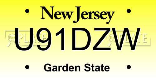 U91DZW New Jersey License Plate