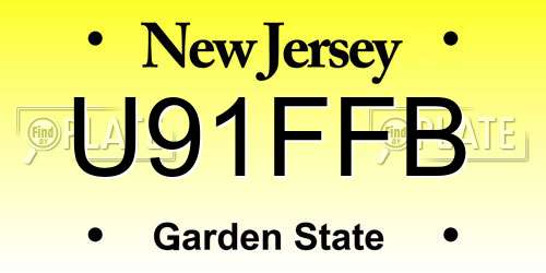 U91FFB New Jersey License Plate