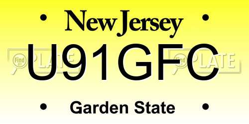 U91GFC New Jersey License Plate