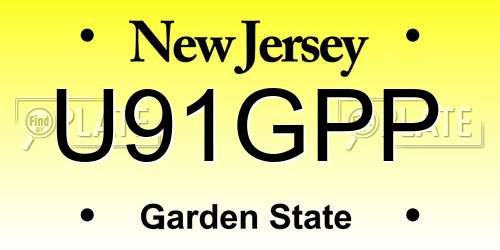 U91GPP New Jersey License Plate